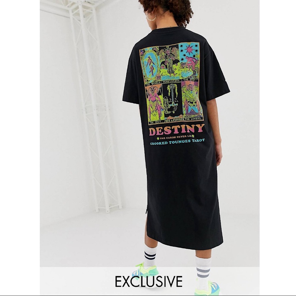 Crooked Tongues T-Shirt Midi Dress W/ Print NWOT